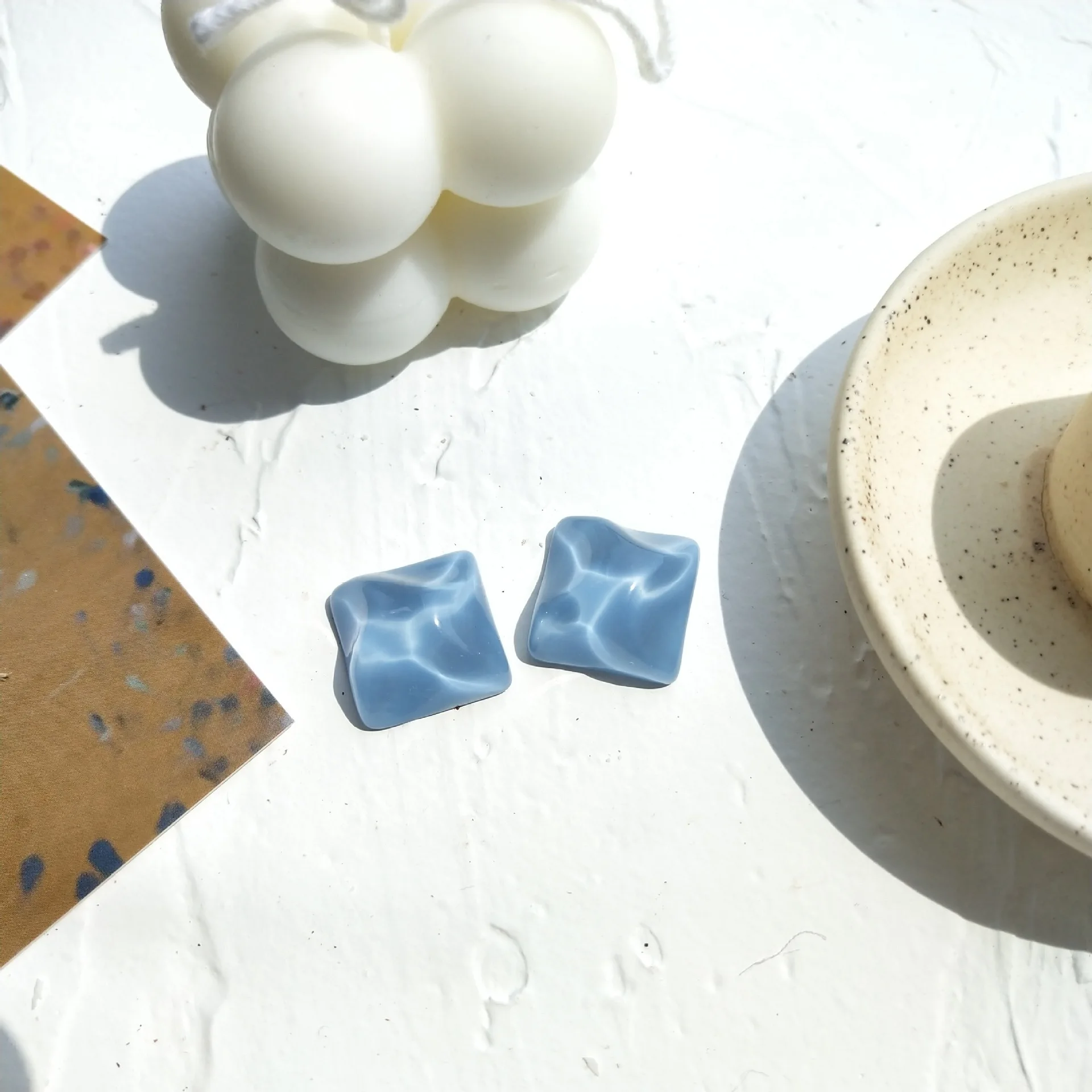

2021 trend earrings for women Korean earrings Irregular blue geometric acrylic ear stud Women jewelry Gifts for the new year