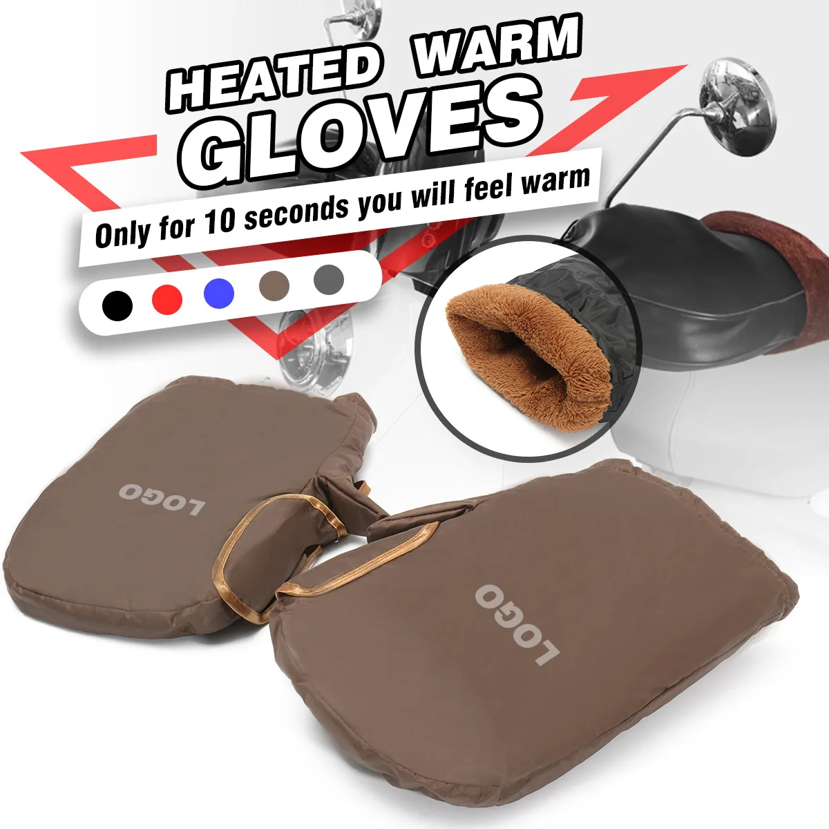 

12V Motorcycle Handlebar Heated Gloves Electric Heating Hand Muff Warmer Outdoor Windproof Riding Gloves