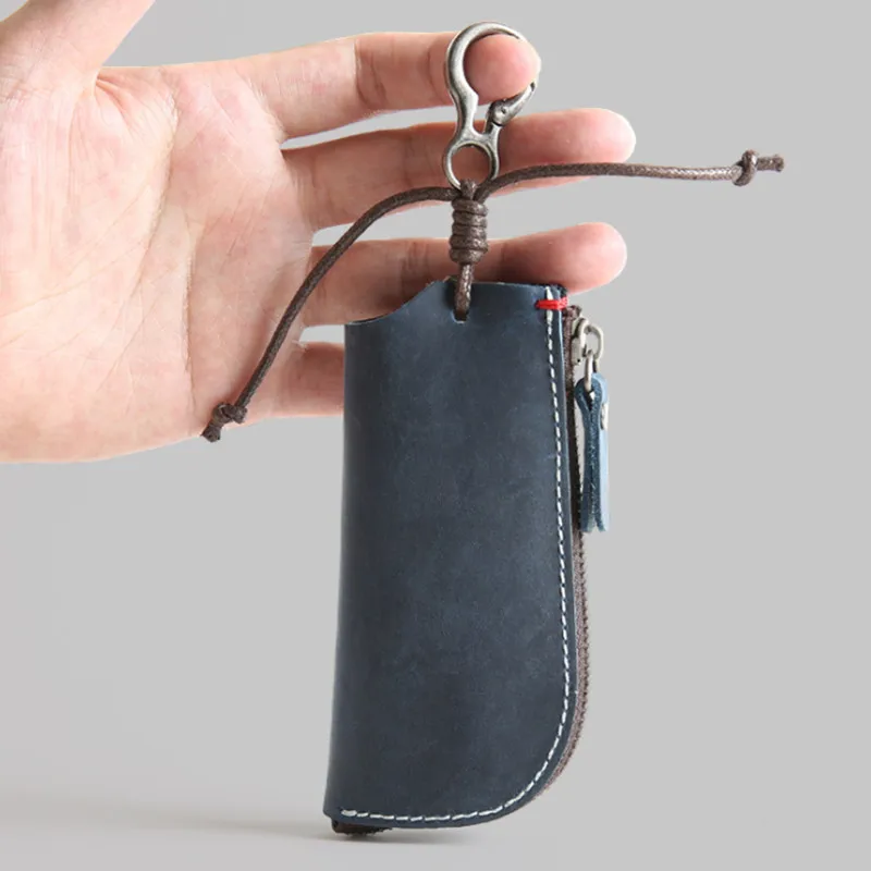 100% натуральный кожаный кошелек для ключей мужчин и женщин короткий умный чехол