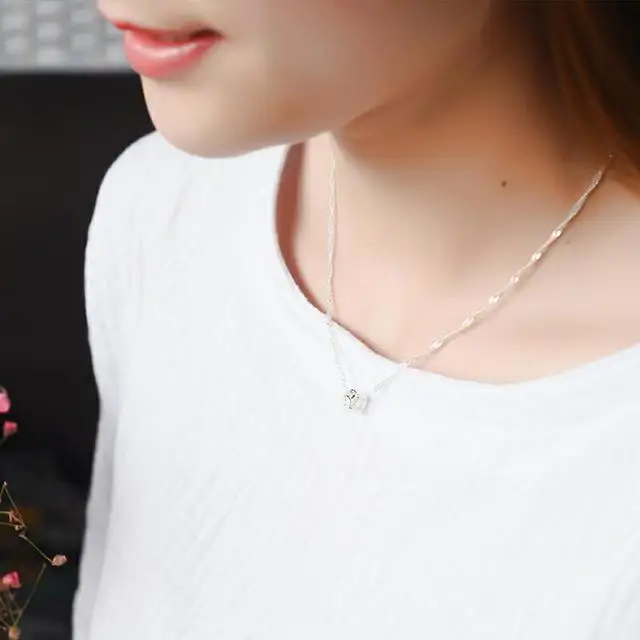 

Korean silver necklace ladies sterling accessories copper plated S925 silver jewelry sterling silver accessories S0