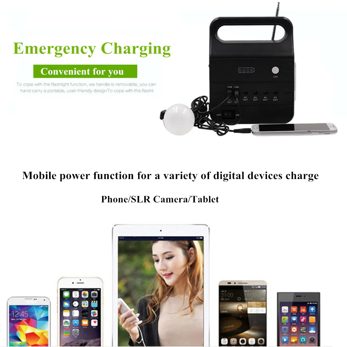 Солнечный генератор мощностью 25 Вт с поддержкой FM-радио стереоколонки