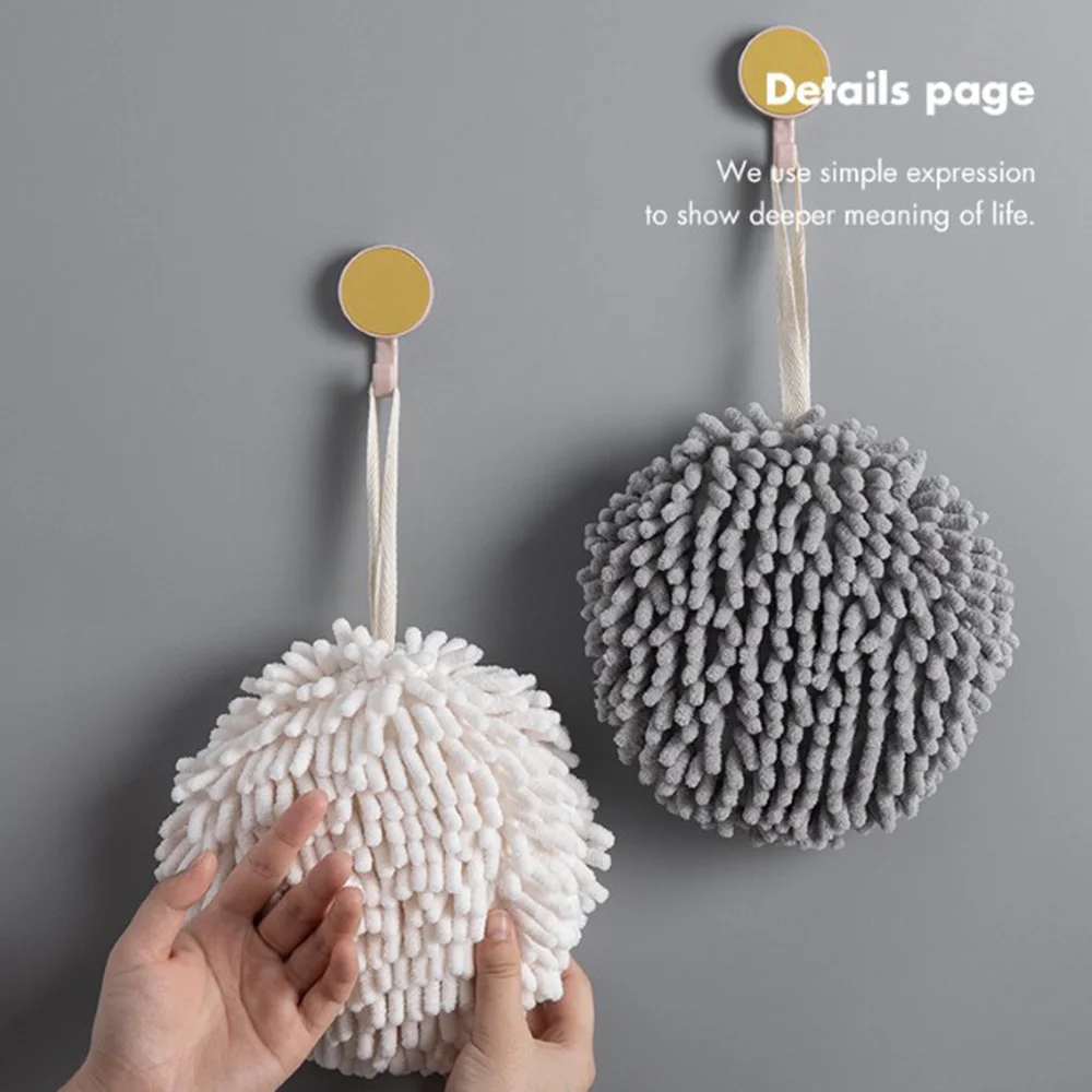 

Hanging Hand Towel Ball Fast Chenille Quick-Drying Dustproof Absorbent Hand Ball Towels for Bathroom Kitchen Bathroom Tools