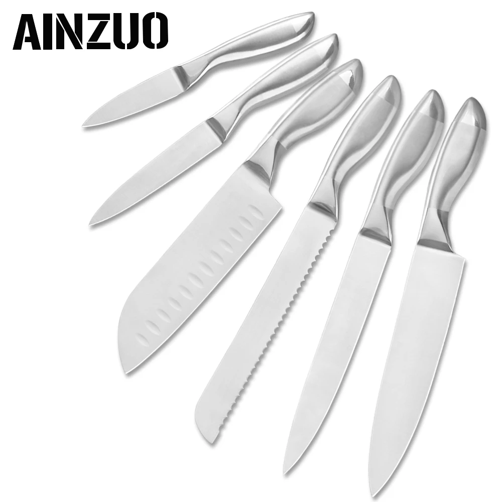 B.6 pcs set Кухонный держатель для ножей, точильный стержень, ножи из нержавеющей стали, легкий инструмент для очистки овощей, сантоку, шеф-повара, нарезки хлеба, кухонные аксессуары - Цвет: B.6 pcs set
