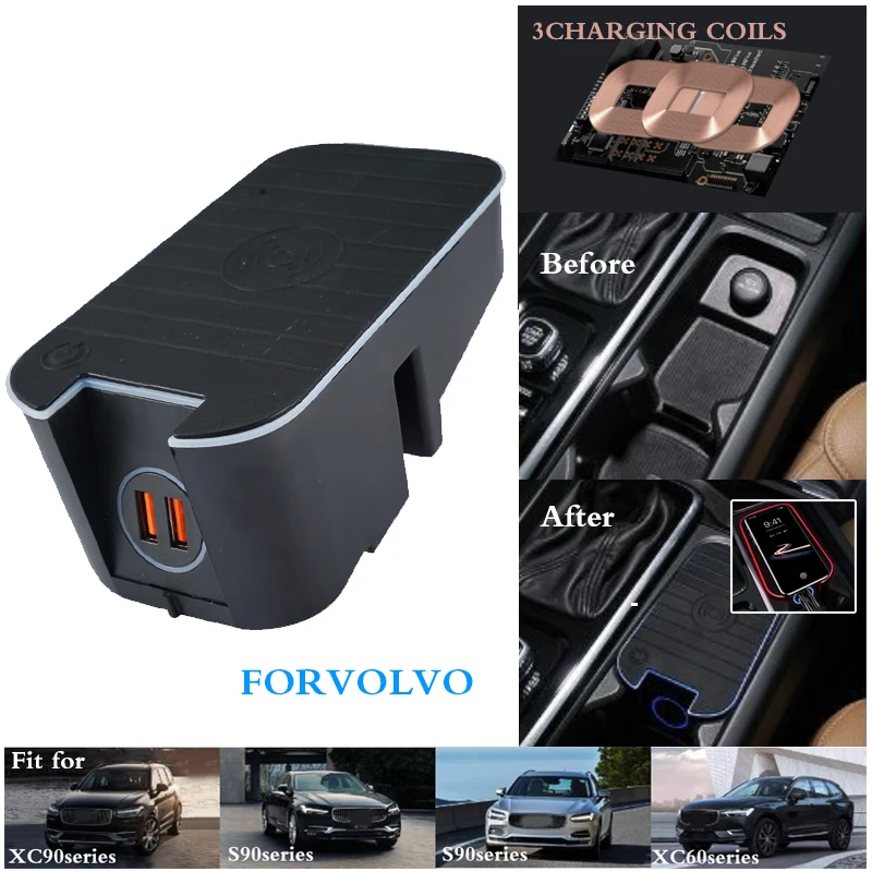 Беспроводное Автомобильное зарядное устройство автомобильное для телефона QC3.0