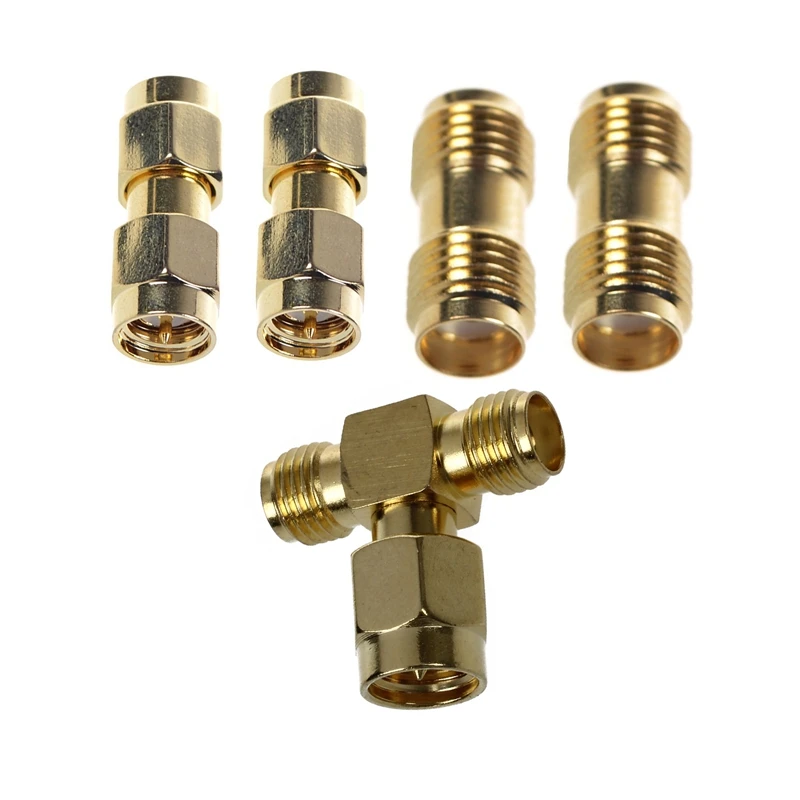 

1X SMA Male To Two SMA Female Triple T RF Adapter & 2 Pcs SMA Male To SMA Male Plug+ 2 Pcs SMA Female To SMA Female