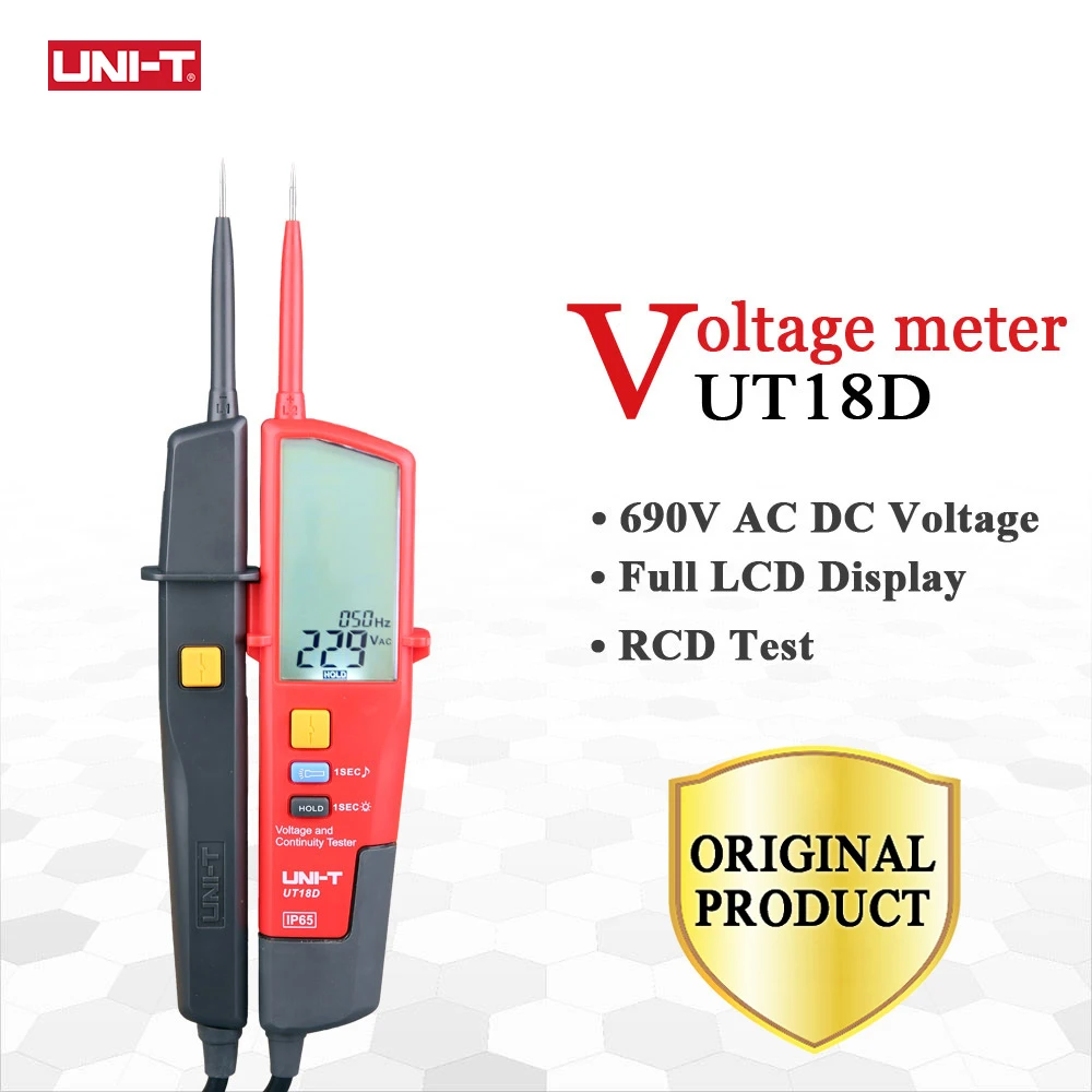 UNI-T Digital Voltmeter UT18B UT18D AC DC Voltage Continunity Tester 690V LCD Display 3 Phase Sequence RCD Electrical Tester