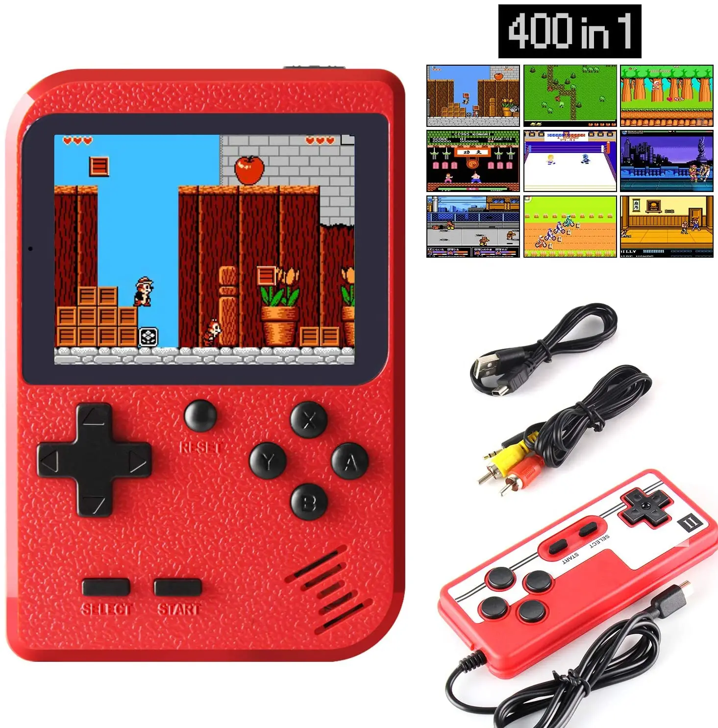 400 игр Ретро видео портативная игровая консоль + геймпад 2 игрока двойной 3 0