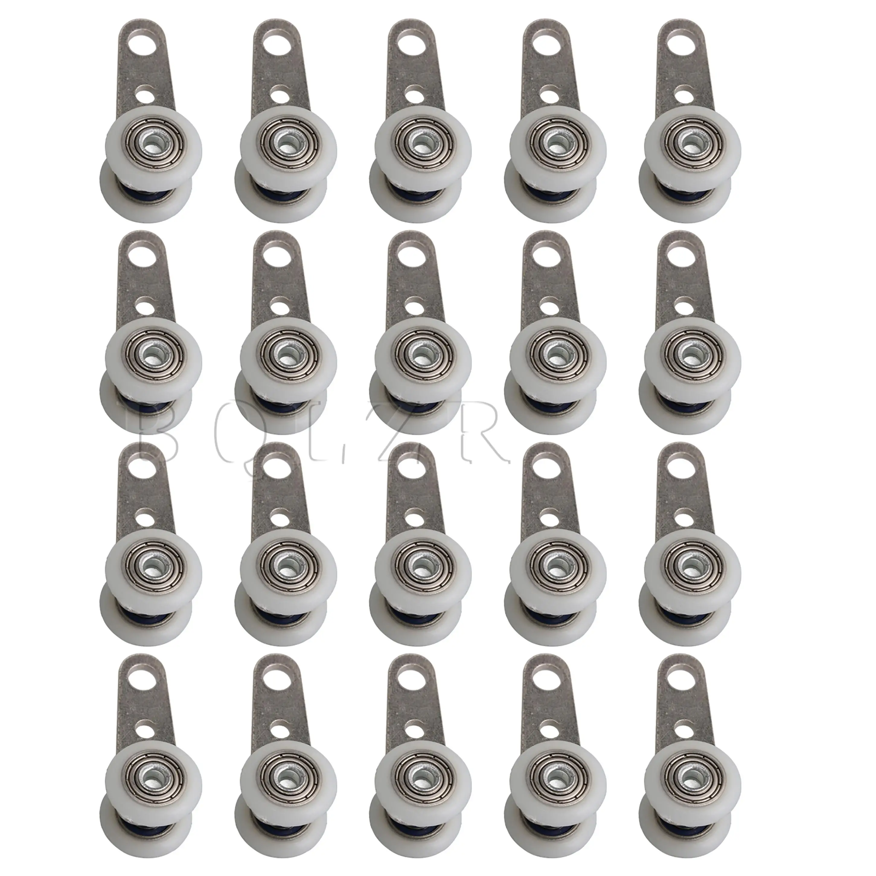 

BQLZR 20pcs Silver&White Metal Pulley Wheel with Bearing for Wardrobes Cabinet