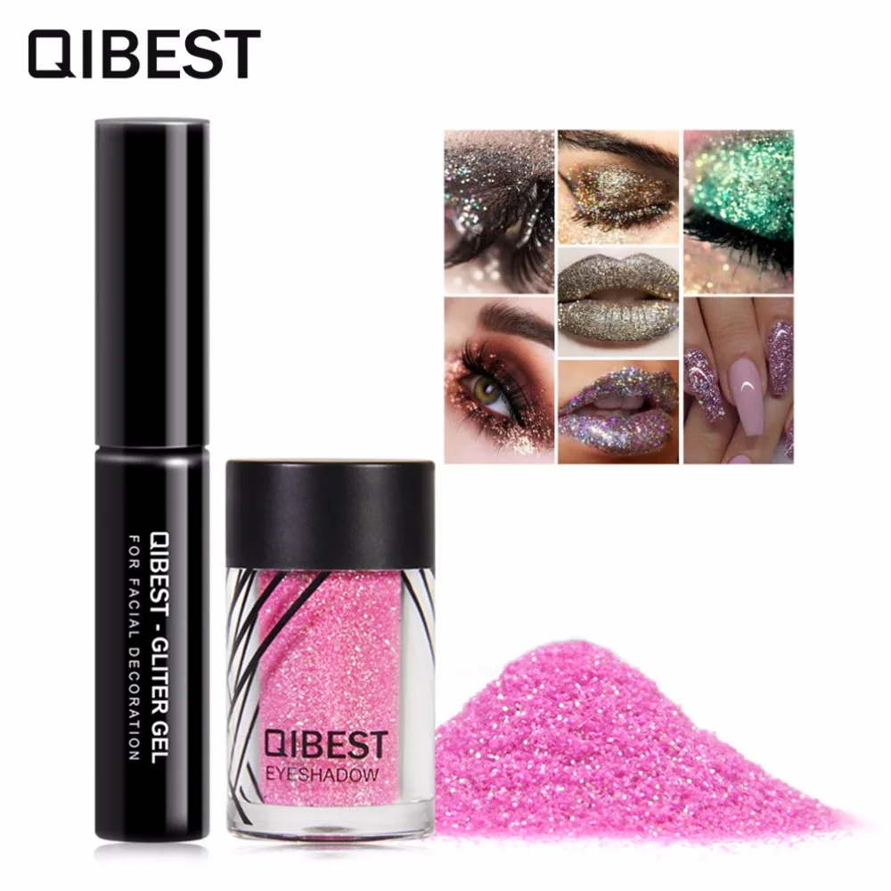 2 предмета/комплект QIBEST тени для век Блеск Цвет золотистый серебристый металлик