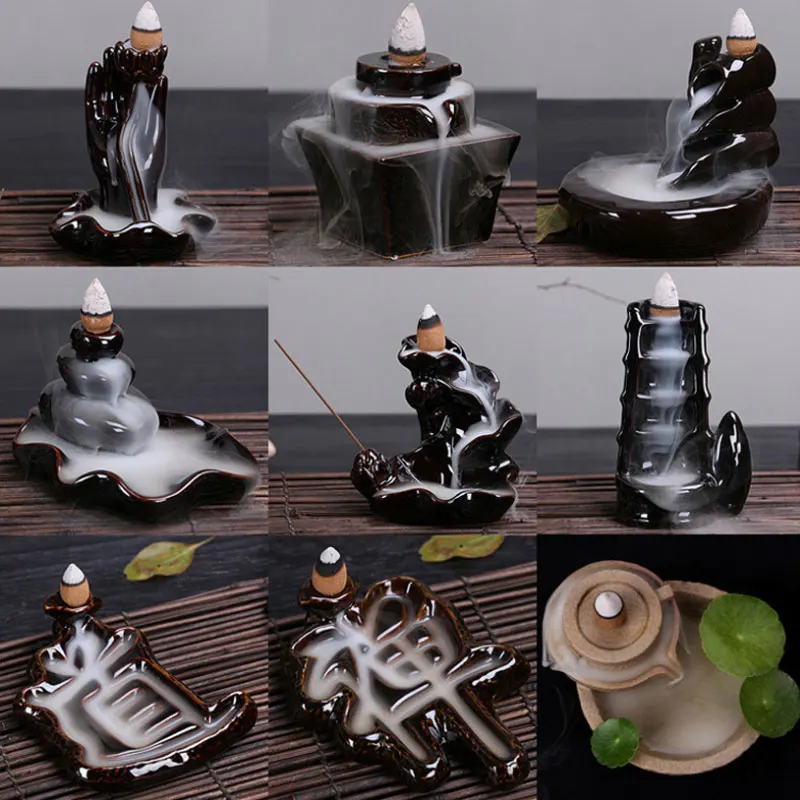 Ceramic Smoke Backflow Incense Burners Tower Incense Censer Base Creative Decoration Aromatherapy Supplies Home Decor jj0101