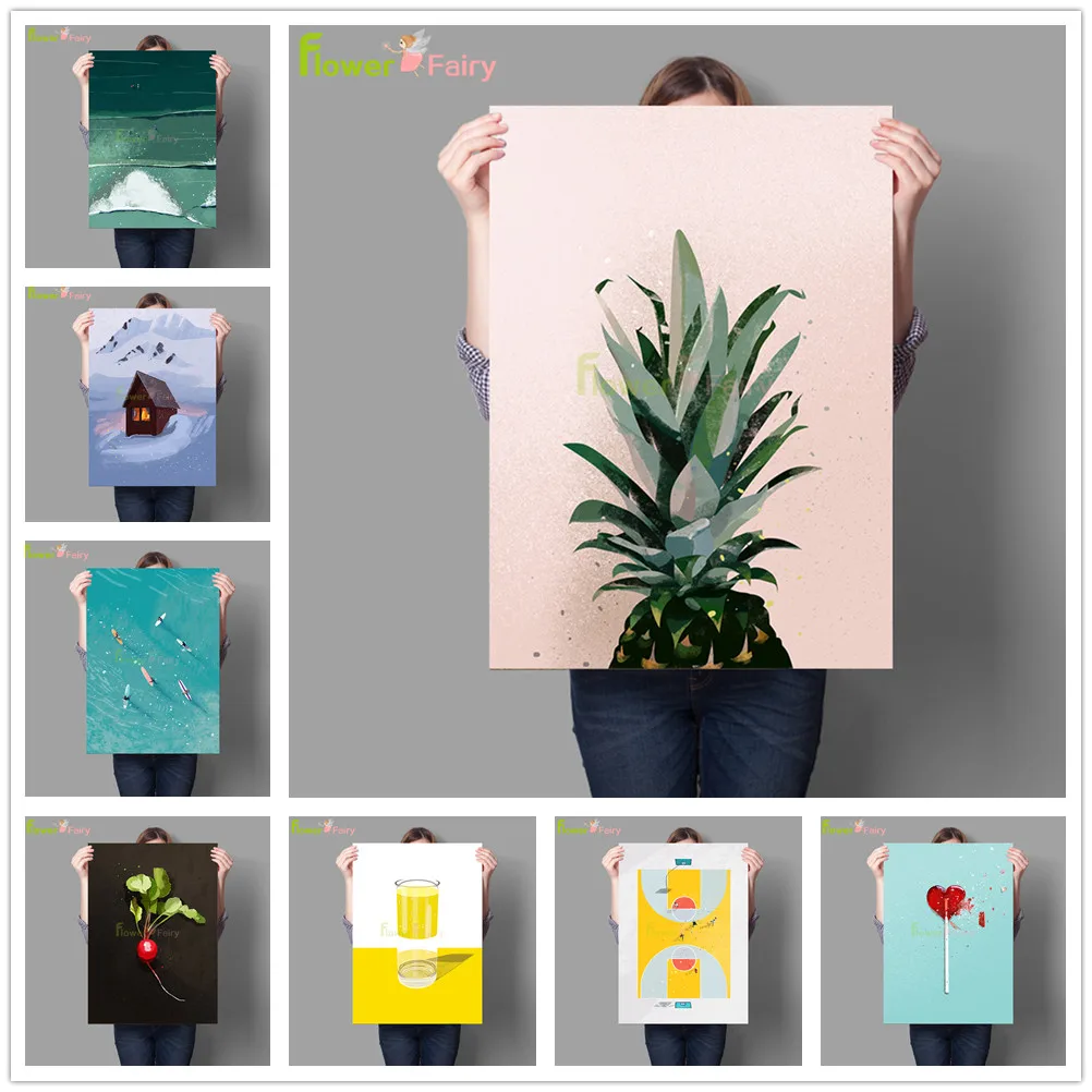 

Modern Pineapple Still Life Illustration Wall Art Canvas Painting Abstract Nordic Poster Wall Pictures For Living Room Unframed