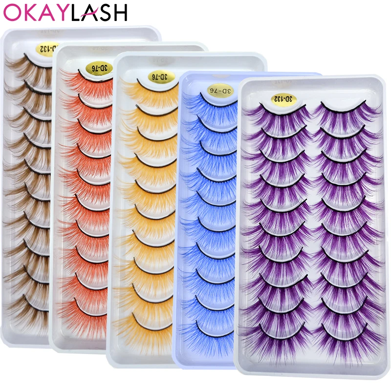Ed False Eyelashes Vegan Silk Makeup Rainbow Cilias Colorful