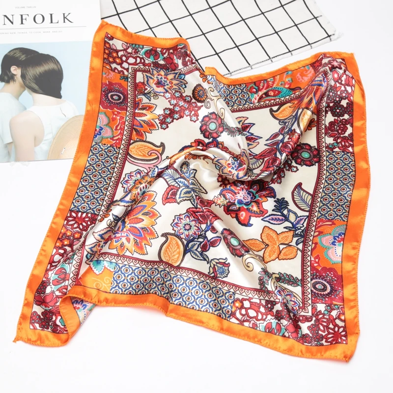 Платок женский Шелковый квадратный с принтом для офиса Женская резинка волос |