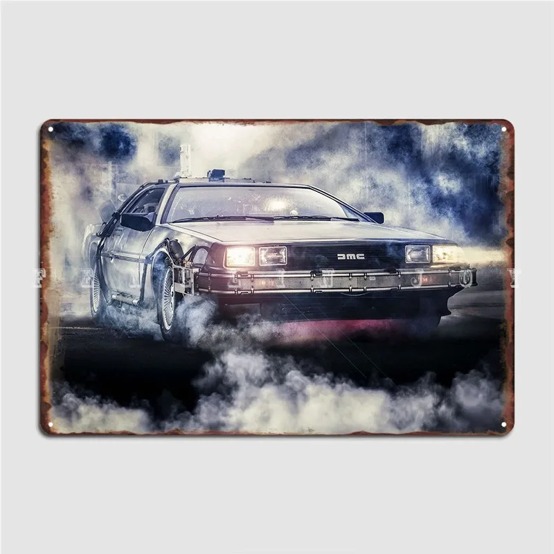 Delorean Car Poster Film Metal Sign Wall Pub Wall Plaque Pub Garage Create Tin Sign Poster