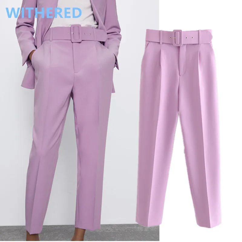 

Dave&Di england office lady solid candy color straight ankle suits pants women pantalones mujer pantalon femme trousers women