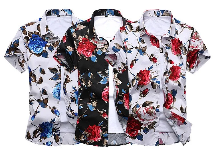 

Men Large Printed Short Sleeve Shirt Fat Outdoor Shirt M-7XL
