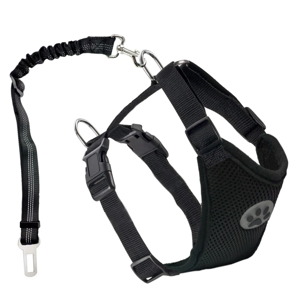 

Dog Seatbelt Harness Pet Seat Belt Double Breathable Mesh Cloth Vest Adjustable Dog Connecting Belt and Car Seat Belt Extender