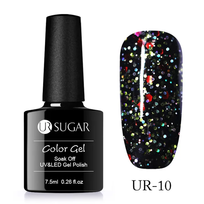 Glitter 10 UR SUGAR 7,5 мл голографический УФ лак для ногтей с блестками лак блестящая Лазерная Блестки УФ гель лак личная гигиена дизайн ногтей маникюрный лак - Цвет: Glitter 10