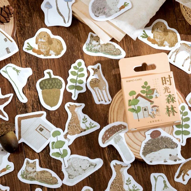 

46Pcs/box Vintage Forest Animal Stationery Sticker Scrapbooking Seal Kawai DIY Diary Journal Decorative Adhesive Paper Supplies