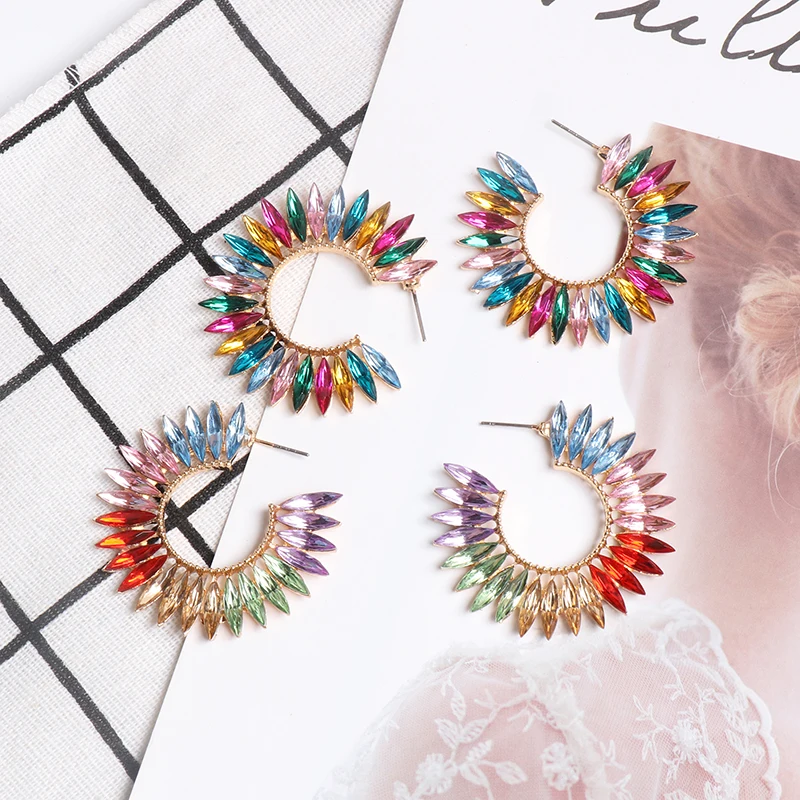 Boho серьги-кольца Многоцветный Круглый Большой богемные серьги женские модные длинные Brincos серьги ювелирные изделия Oorbellen