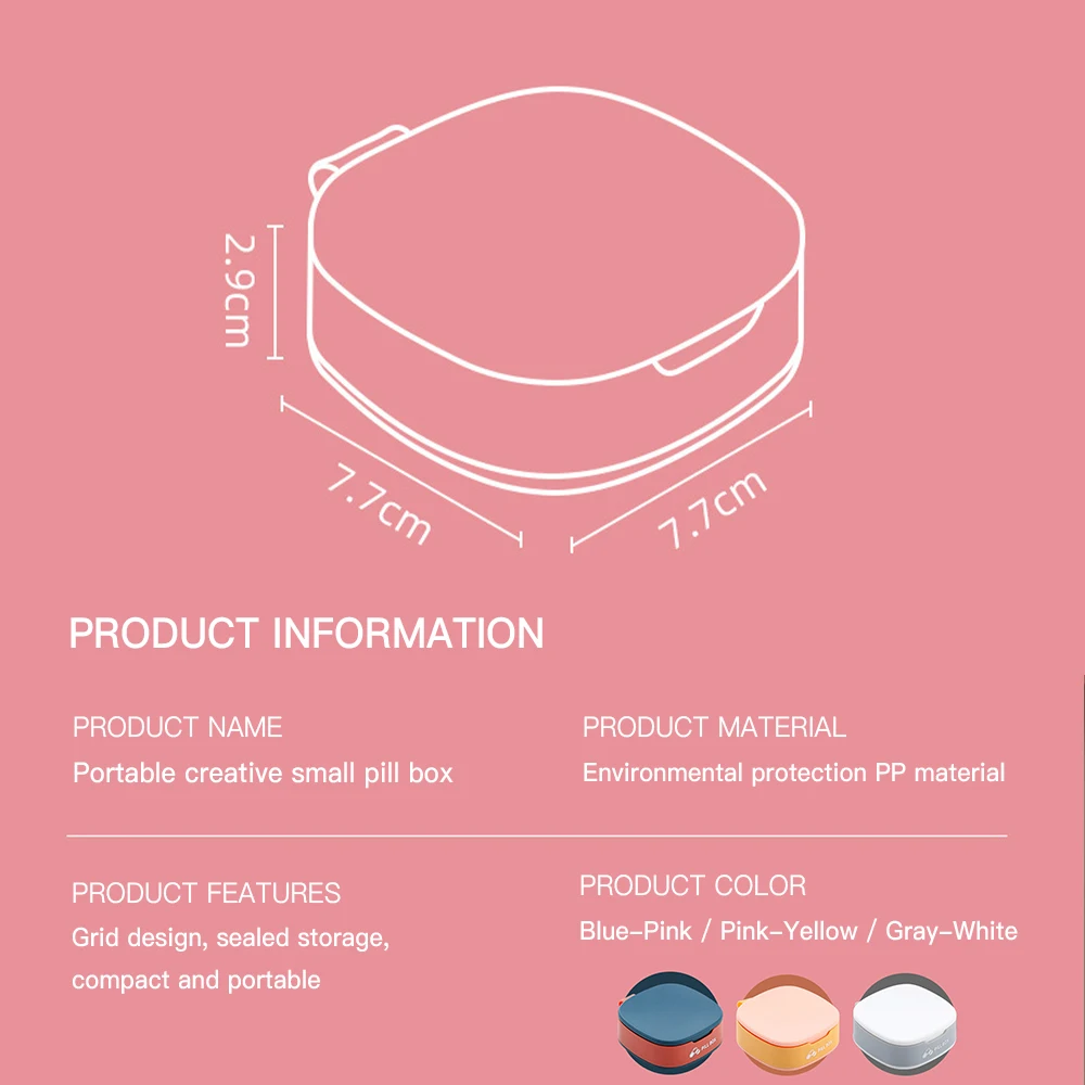 

4 Grid Pill Case 1 Day Pill Box Organizer Multicolour Fashion Storage Plastic Box Travel Portable Secret Compartment for Tablets