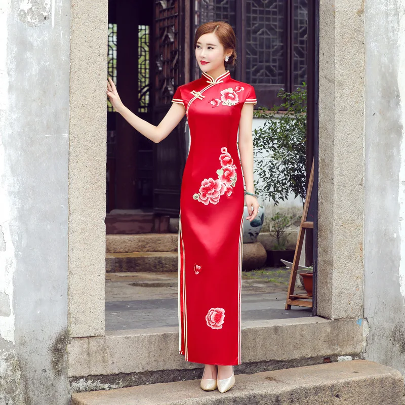

Bride Party Dress Oriental Womens Cheongsam Noble Chinese Style Elegant Long Qipao Luxury Wedding Robes Clothes Vestido XS-3XL