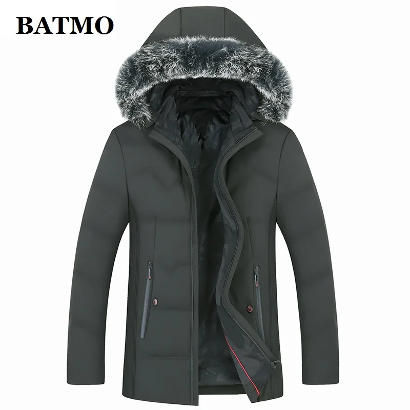 Мужская куртка с капюшоном BATMO 80% белый утиный пух мужские зимние куртки Мужское