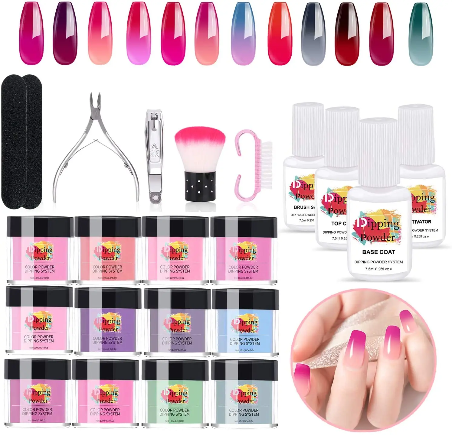 Набор порошка с изменением температуры 12 цветов акриловый стартовый набор для