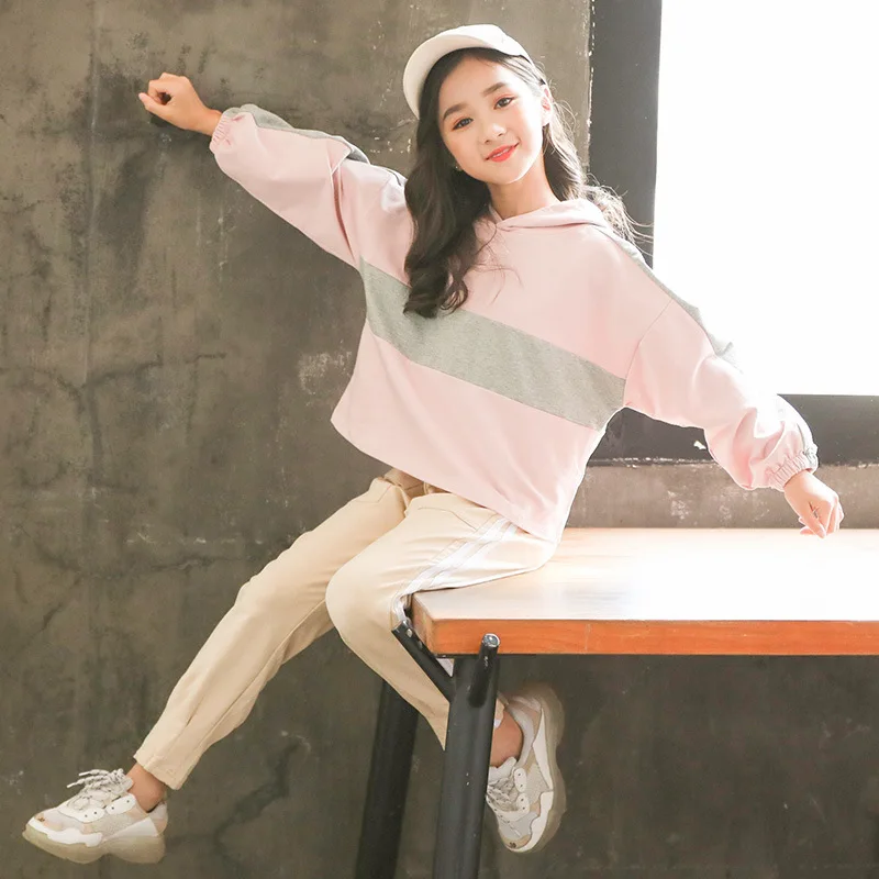 Одежда для девочек подростков комплект детской одежды хлопковый свитшот + штаны