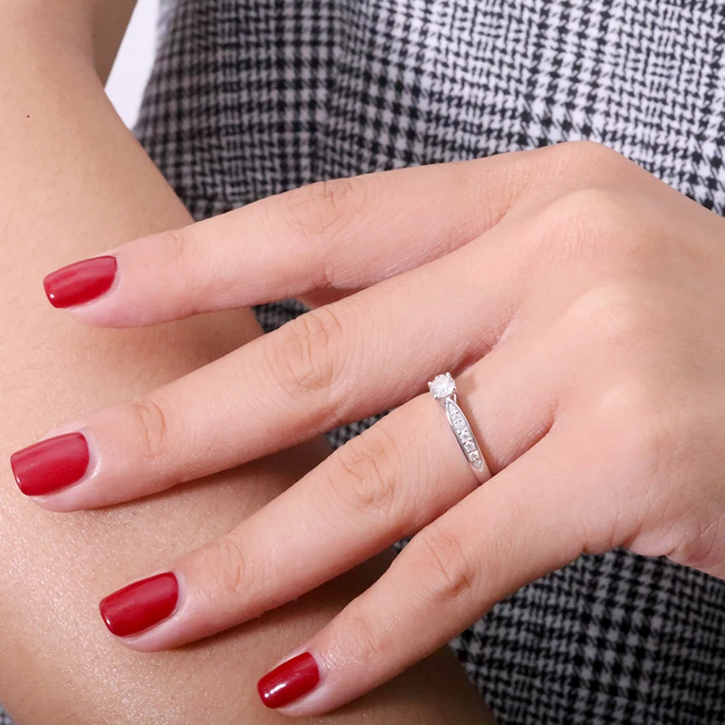 AEAW 14K White Gold 0.3ct 4mm Round Cut Moissanite Engagement Diamond Ring Anniversary For Women | Украшения и аксессуары