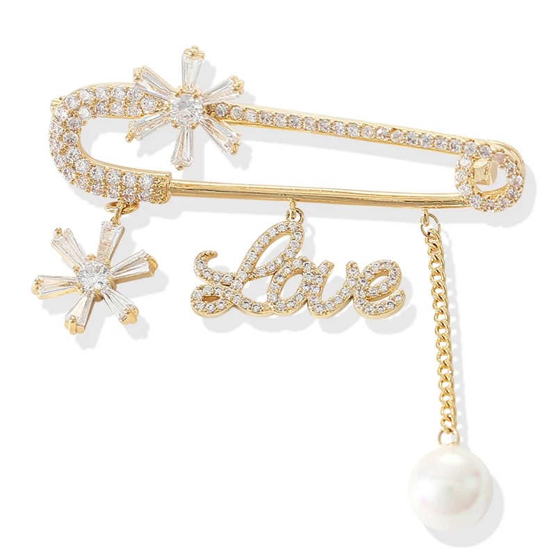 Роскошная женская брошь с искусственным жемчугом и фианитом | Украшения