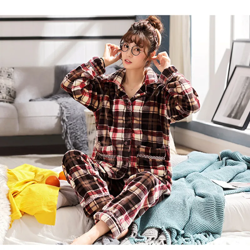 Большие размеры L-6XL, 7XL, 8XL, зимние женские плотные фланелевые комплекты для сна, женские Лоскутные коралловые флисовые мужские большие пижамы, теплые комплекты, 24 цвета - Цвет: model 2