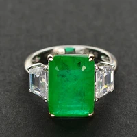 vintage 100 925 sterling silver 10x14mm emerald diamond gemstone birthstone wedding engagement ring fine jewelry wholesale