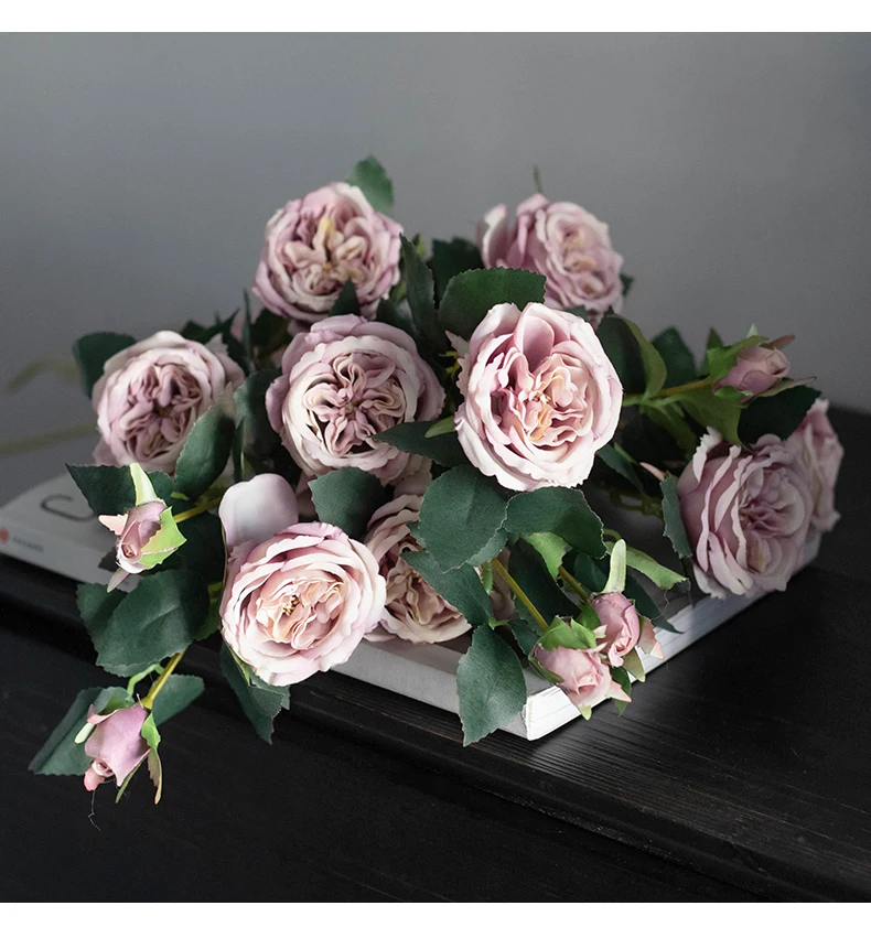 Винтажные садовые розы украшение стола шелковые цветы Цветочная композиция