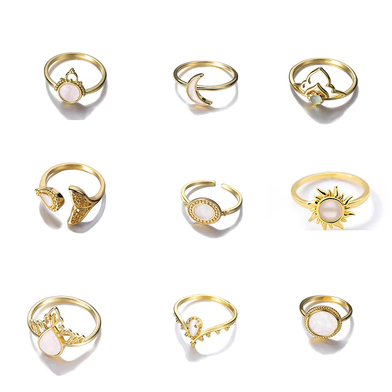 

Elegant Stainless Steel Love Heart Water Droplets Sun Moon Shell Finger Ring For Women Fashion Party Wedding Jewelry Ring Gifts