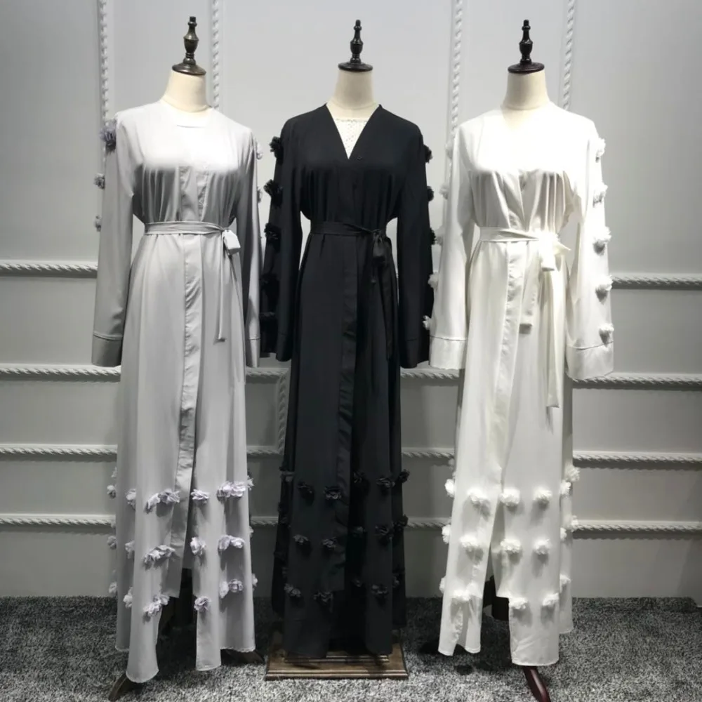 

Middle East Ramadan Arab Islamic Prayer Clothing Muslim Flower Full Dresses Abaya Cardigan Kimono Long Robe Gowns Tunic Jubah
