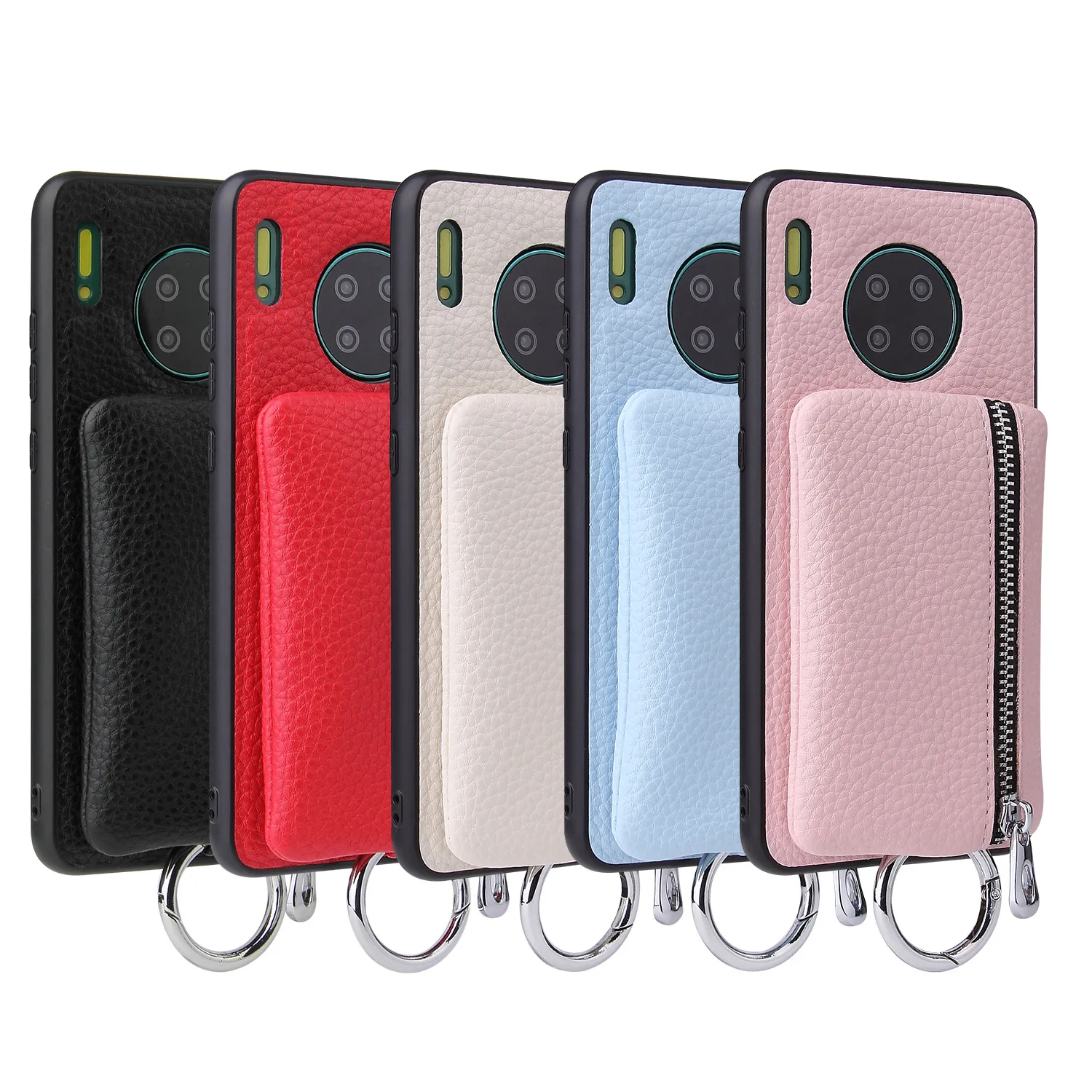 

The Rear Flip Leather Phone Case for Huawei Mate20 30 40 Pro P20 P30 Fashion Coin Purse with Rope Phone Protective Cover