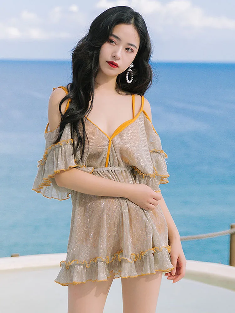 Комплект бикини размера плюс с эффектом пуш-ап женский купальник оборками