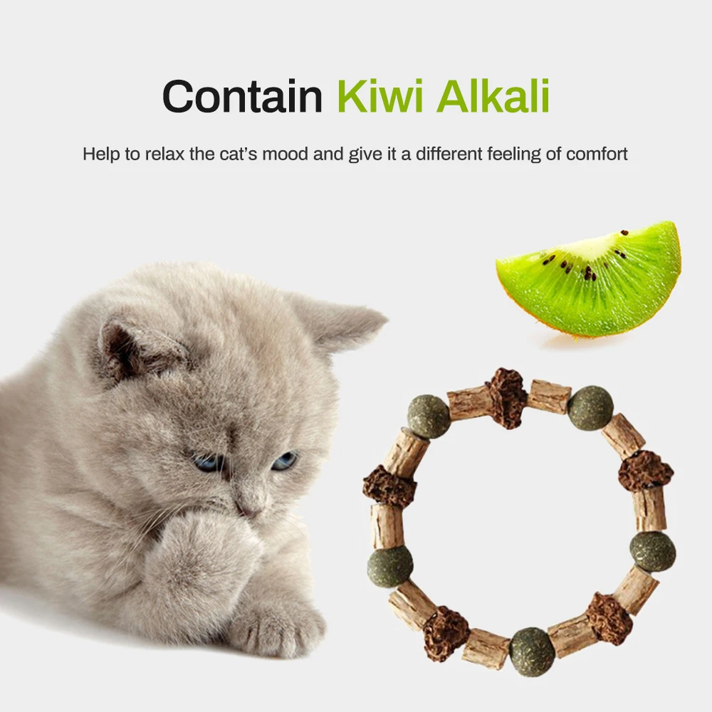 Pet Cat Natural Catnip CollarDurable Elastic Necklace Chew Teeth Cleaning Treat Toys For Toy | Дом и сад