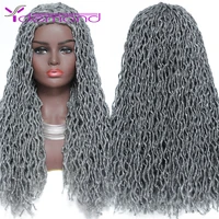y demand gypsy long grey wigs goddess handmade wig faux locs hair for black womenmen