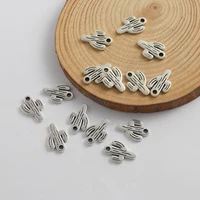 10pcs silver color cute cactus charms pendants desert plant diy bracelet jewelry making findings 1912mm
