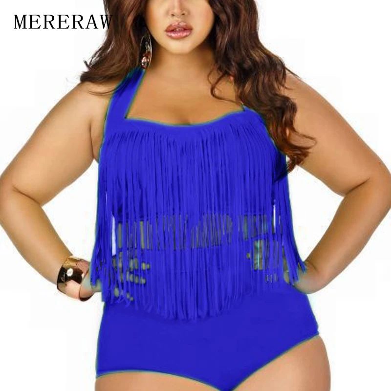 Новые импортные товары Высокая талия плюс жира бикини с кисточками Для женщин