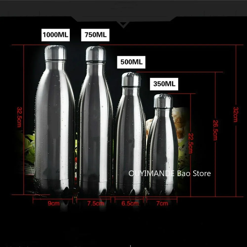 

350/500/750/1000ml Double-Wall Insulated Vacuum Flask Stainless Steel Water Bottle BPA Free Thermos for Sport Water Bottles