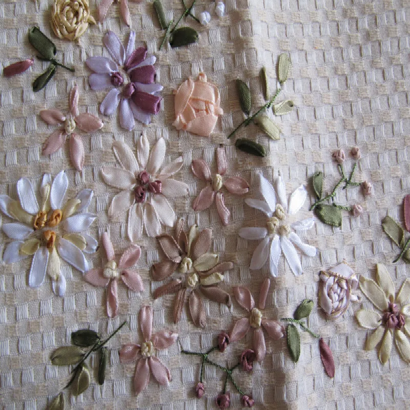 Горячие ручной работы ленты вышивка скатерть Чехлы для скатерти квадратный