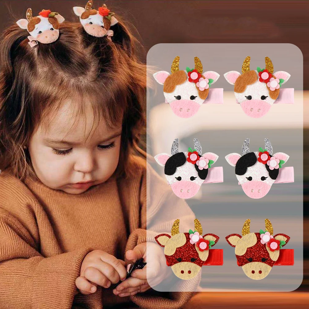 

Glitter Cartoon Cow Children Hair Clips Hairpin Children Hairpin Lovely Shiny Barrettes Baby Girl Hair Ornament Bebes Accesorios