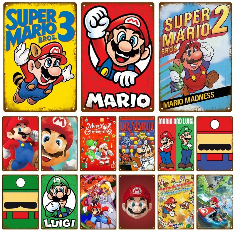 Игровой постер в стиле Марио милые настенные знаки Декор металлический