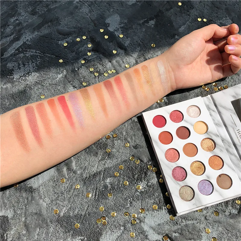 

15 Colors Marble Eyeshadow Cosmetic Matte Eyeshadow Palette Shimmer Profissional Colorful Pigmented Glitter Makeup Palette