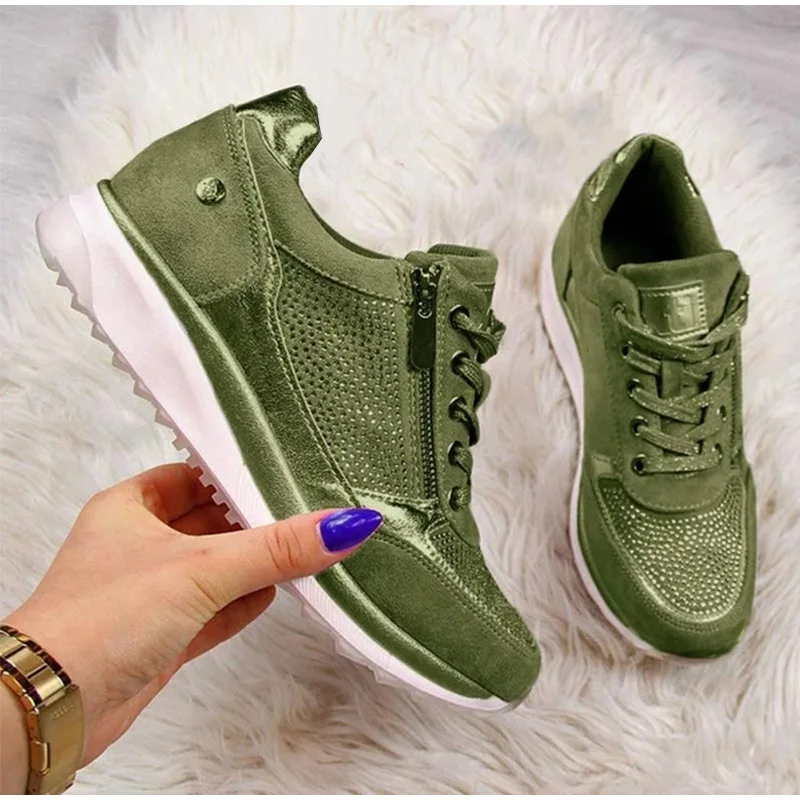 

Woman Casual Platform Female Sequined Cloth Shoes Ladies Flat Footwear Dropshipping Women Sneaker Lace Up Vulcanized Shoes