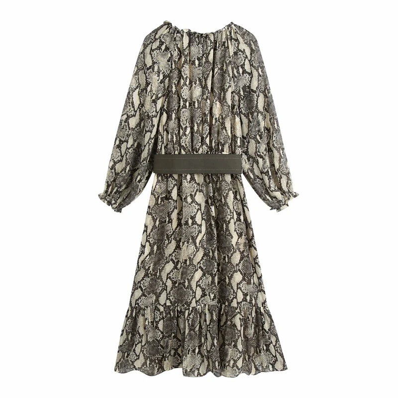 

2021 Women New Spring Summer Sexy Street Fashion Temperament Elegant Animal Print Dress Ladies Adjustable Waist For Chic
