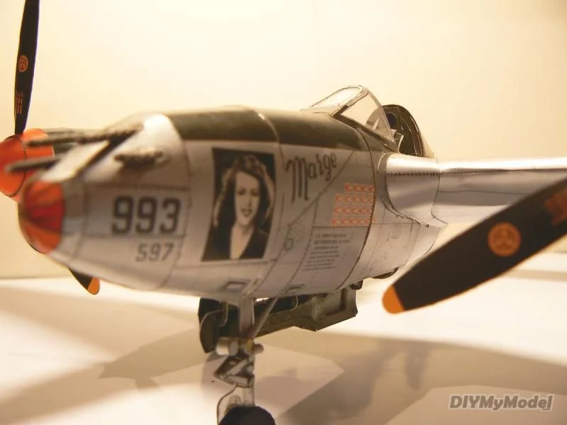 DIYMyModeI-rompecabezas de juguete hecho a mano para ni&ntilde;os, juguete de p-38j, caza rel&aacute;mpago, bricolaje-5